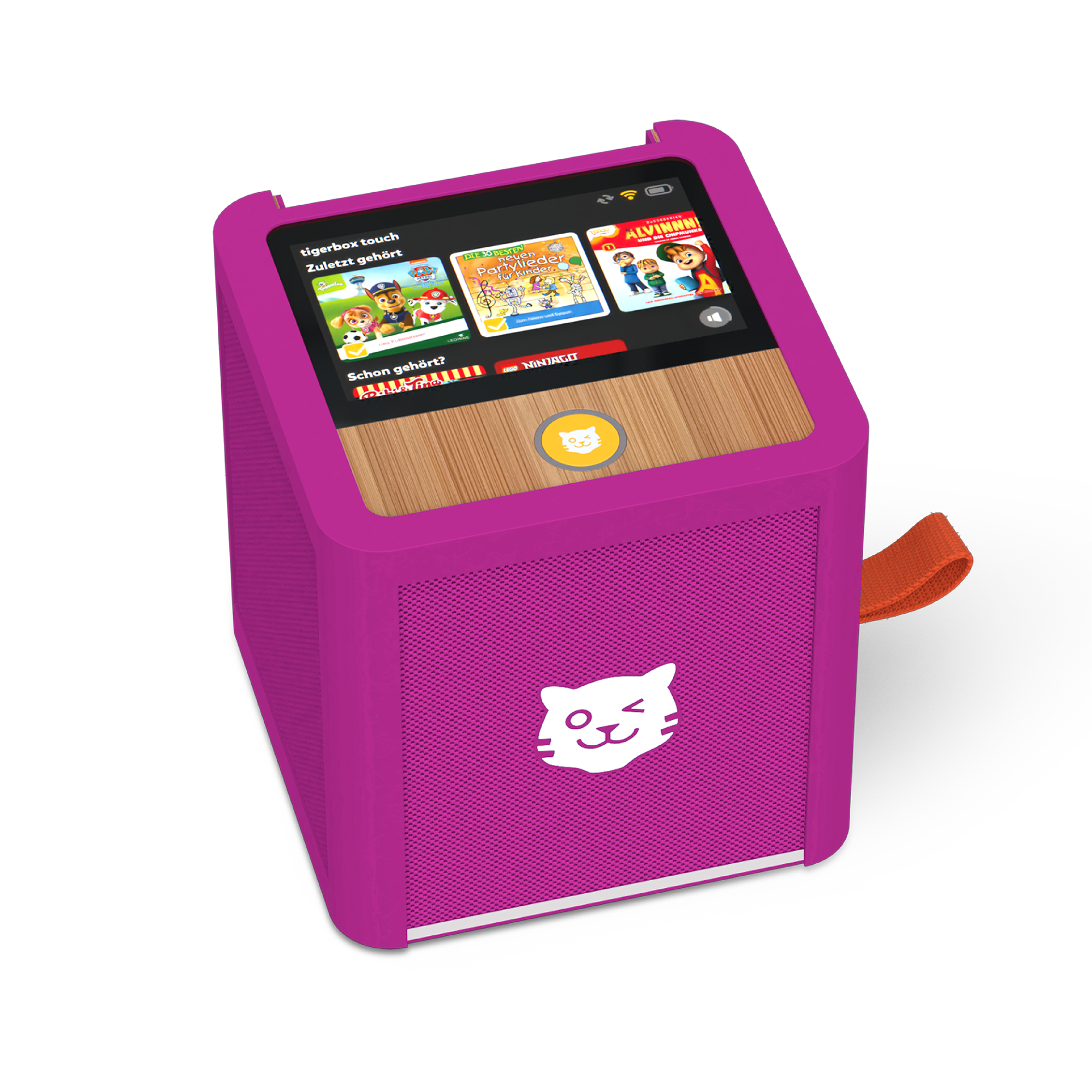 Detailaufnahme der tigerbox TOUCH PLUS in Lila - Frontansicht