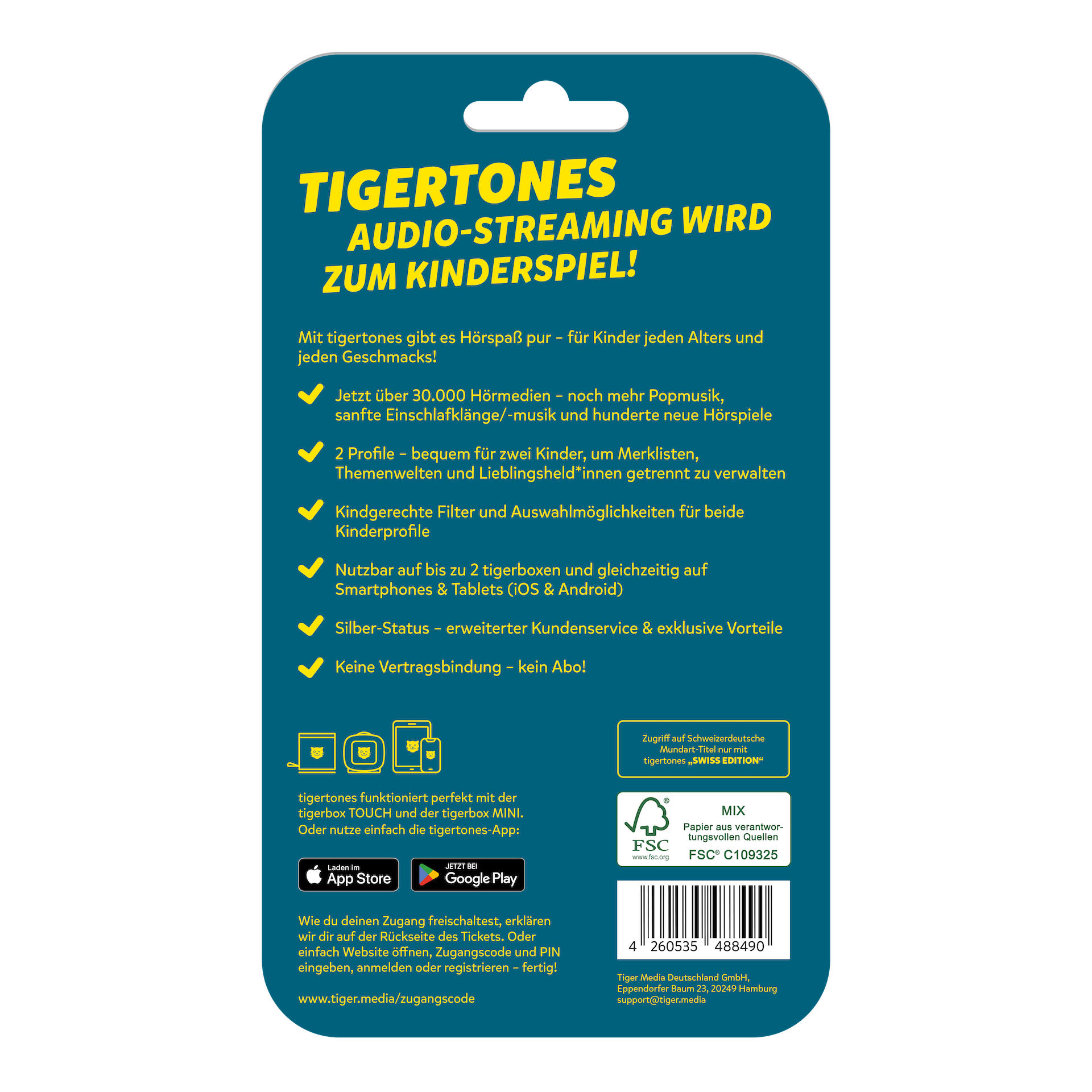 Digitaler 12 Monate tigertones DUO Prepaid-Zugang (E-Mail-Versand)