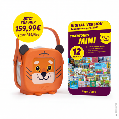 Limitiertes Vorteilspaket - tigerbox MINI inkl. 12 Monate unbegrenzter Hörspaß