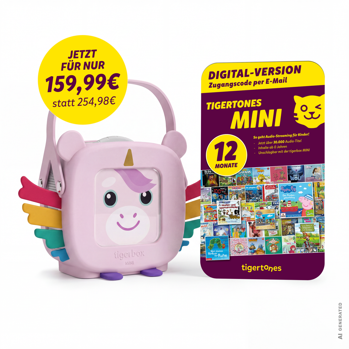 Limitiertes Vorteilspaket - tigerbox MINI inkl. 12 Monate unbegrenzter Hörspaß