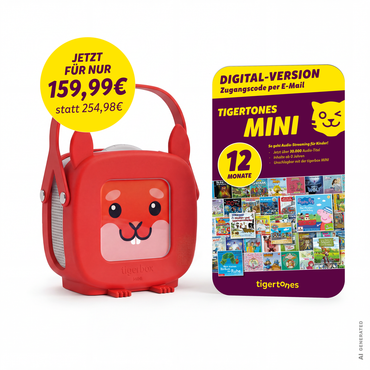 Limitiertes Vorteilspaket - tigerbox MINI inkl. 12 Monate unbegrenzter Hörspaß