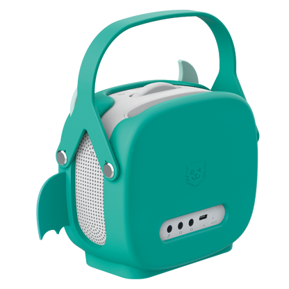 Detailaufnahme der tigerbox MINI mit Dino Drache Tragehülle -  Rückseite