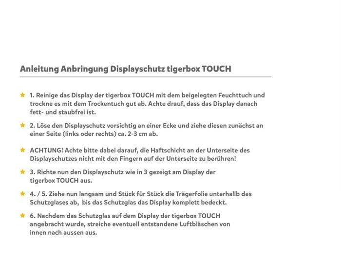 Displayschutz für Tigerbox Touch