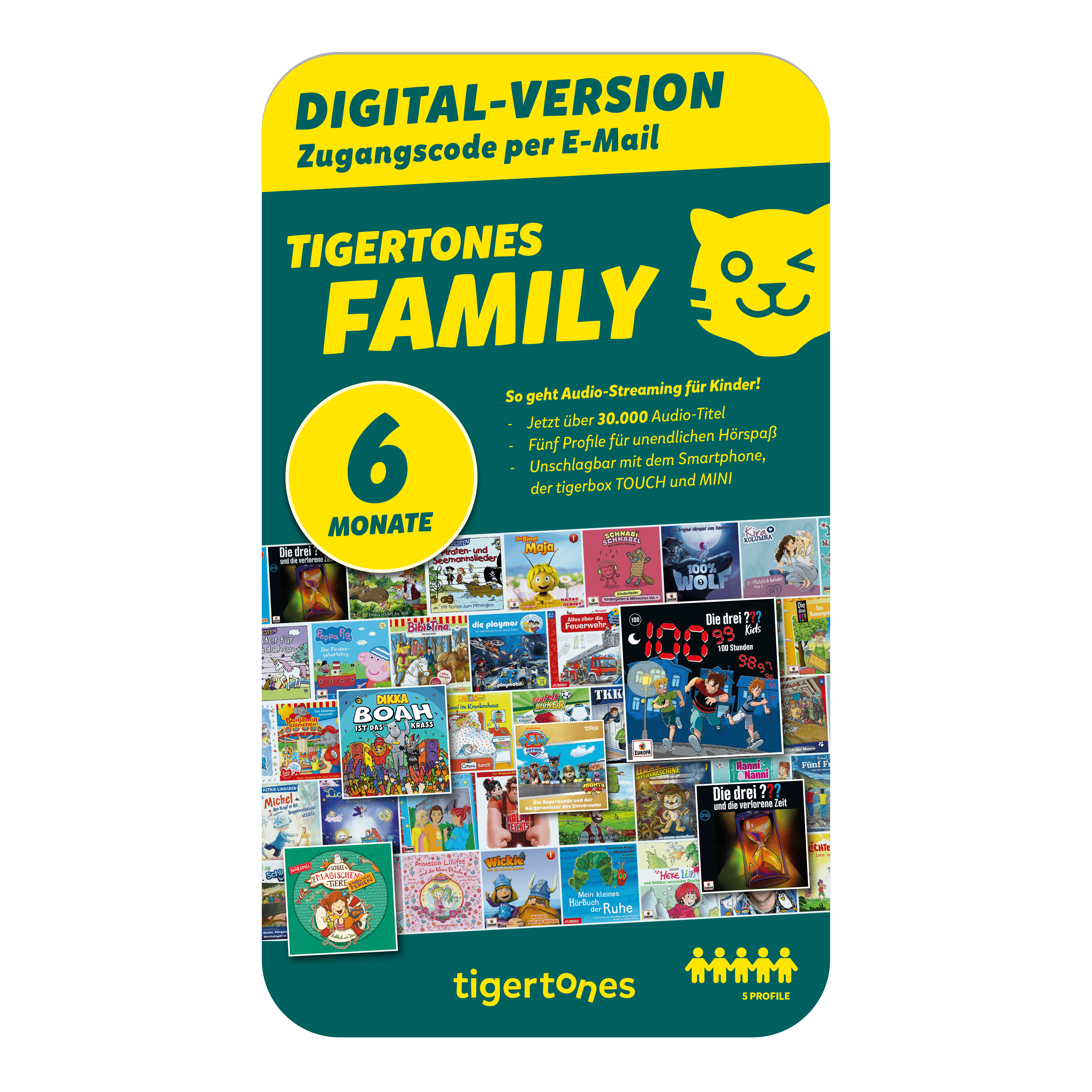 Digitaler tigertones FAMILY Prepaid-Zugang (E-Mail-Versand)