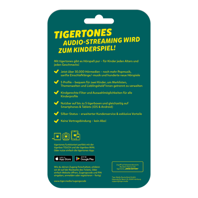 Digitaler tigertones FAMILY Prepaid-Zugang (E-Mail-Versand)